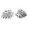 Silver Monstera Leaf Buttons TierraCast Leather Clasp + Shank Back 4/Pkg